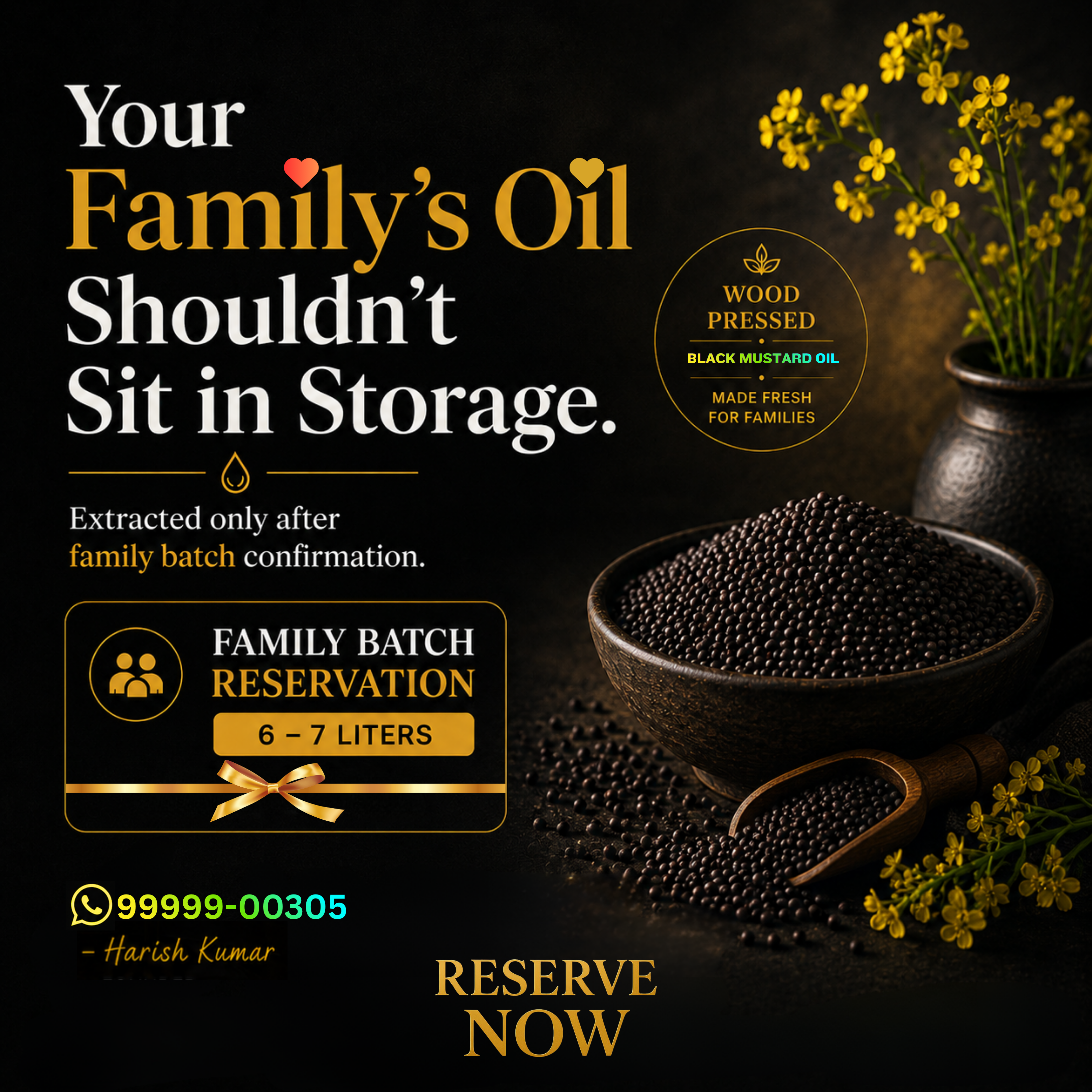 Black Mustard Wood Pressed 6/7 Ltrs